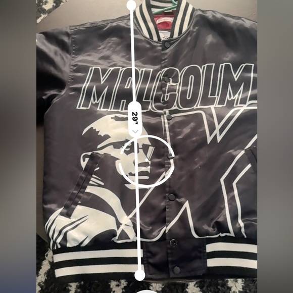 HEADGEAR CLASSICS - MALCOLM X POWER SATIN LONG SLEEVE BLACK AND WHITE JACKET - Picture 11 of 11